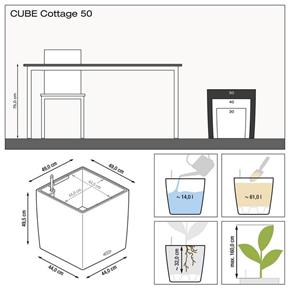 Samozavlažovací květináč Lechuza Cube Cottage 50 pískově hnědý