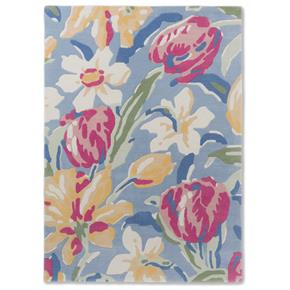 Moderní květinový koberec Laura Ashley Tulips china blue 82208